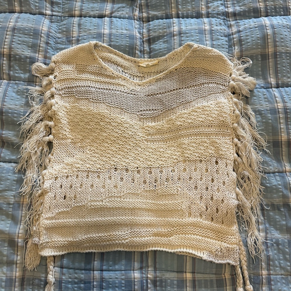 Inhabit Cream V-Neck Knit Sweater